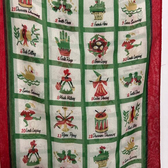 Liz Claiborne Vintage 12 days of Christmas Scarf 25x60 Made in Italy - Picture 2 of 8